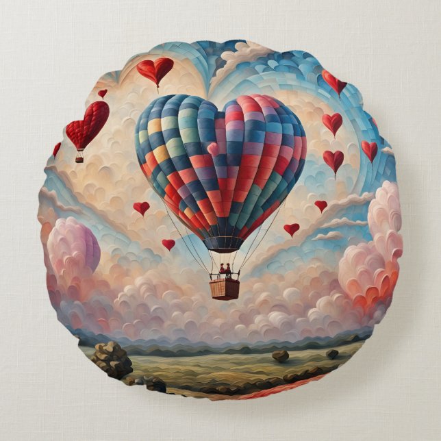 Hartvormige hete luchtballon  rond kussen (Voorkant)