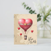 Hartvormige heteluchtballon Romantische Valentijns Briefkaart (Staand voorkant)