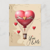 Hartvormige heteluchtballon Romantische Valentijns Briefkaart (Voorkant)
