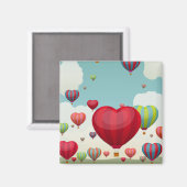 Hartvormige heteluchtballonnen magneet (Voorkant / Achterkant)