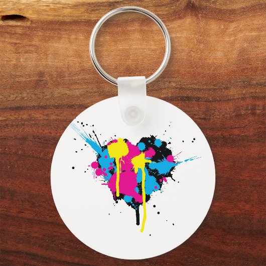 Hartvormige Ink Splatter Sleutelhanger