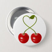 Hartvormige kers steel ronde button 7,6 cm (Voorkant /achterkant)