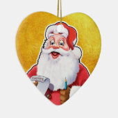 Hartvormige kerstdecoratie vrolijk kerstman. keramisch ornament (Rechts)