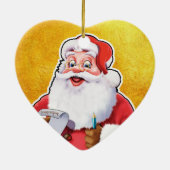 Hartvormige kerstdecoratie vrolijk kerstman. keramisch ornament (Achterkant)