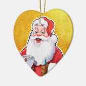 Hartvormige kerstdecoratie vrolijk kerstman. keramisch ornament (Links)