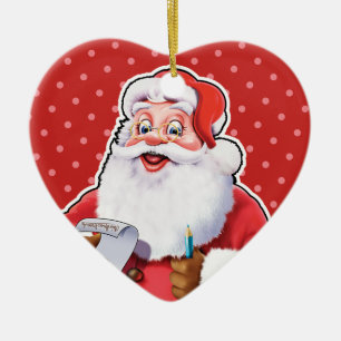 Hartvormige kerstdecoratie vrolijk kerstman. keramisch ornament