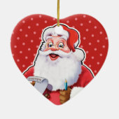 Hartvormige kerstdecoratie vrolijk kerstman. keramisch ornament (Achterkant)