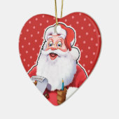 Hartvormige kerstdecoratie vrolijk kerstman. keramisch ornament (Links)