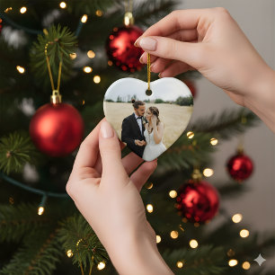 Hartvormige Kerstversiering met Foto Nieuwgetrou Keramisch Ornament