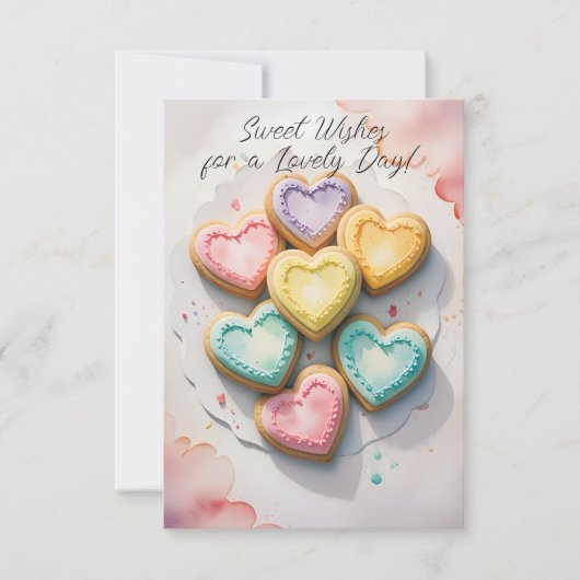 Hartvormige koekjes met zoete wensen kaart (Voorkant)