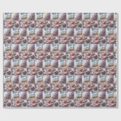 Hartvormige koekjes op een geplakte deken cadeaupapier (Vlak)