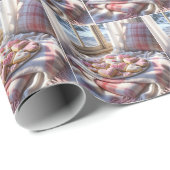 Hartvormige koekjes op een geplakte deken cadeaupapier (Rol Hoek)