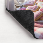 Hartvormige koekjes op een geplakte deken muismat (Hoek)