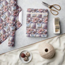 Hartvormige koekjes op een geruite deken cadeaupapier
