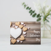 Hartvormige koekjes op houten ondergrond Valentijn Briefkaart (Staand voorkant)