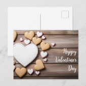 Hartvormige koekjes op houten ondergrond Valentijn Briefkaart (Voorkant / Achterkant)