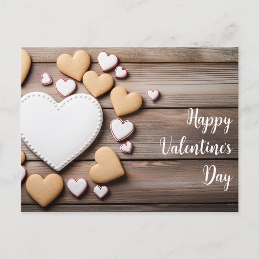 Hartvormige koekjes op houten ondergrond Valentijn Briefkaart (Voorkant)
