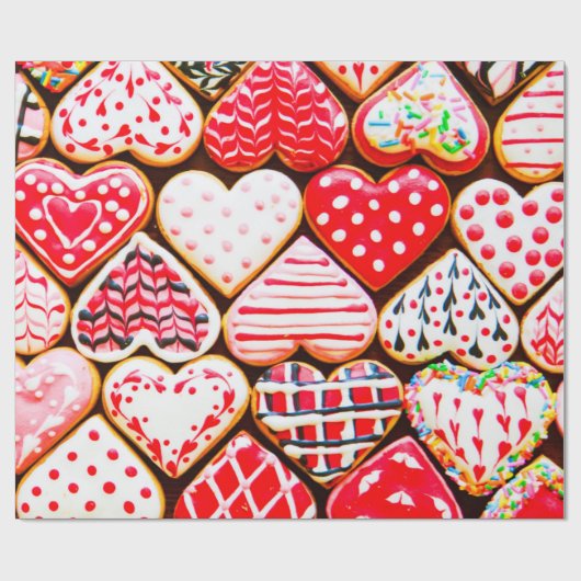Hartvormige koekjes voor Valentijnsdag del Cadeaupapier (Vlak)