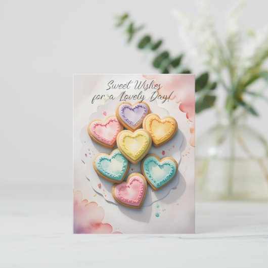 Hartvormige koekjes Zoete wensen Briefkaart (Staand voorkant)