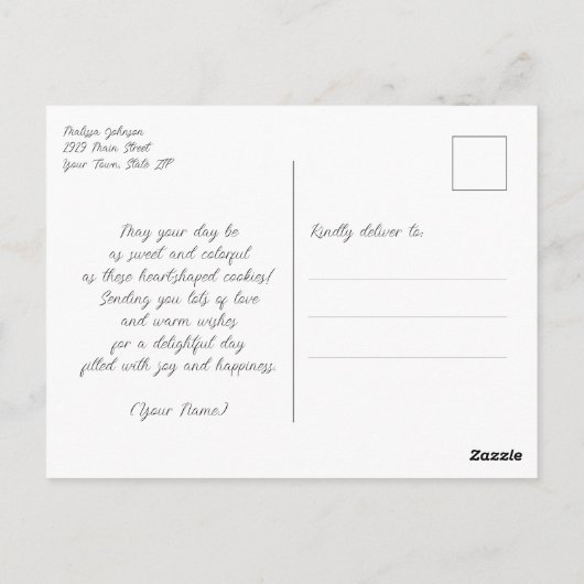 Hartvormige koekjes Zoete wensen Briefkaart (Achterkant)