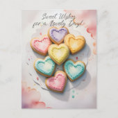 Hartvormige koekjes Zoete wensen Briefkaart (Voorkant)
