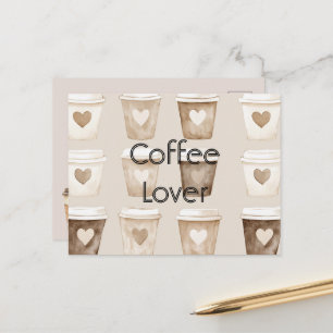 Hartvormige koffiekopjes met room briefkaart