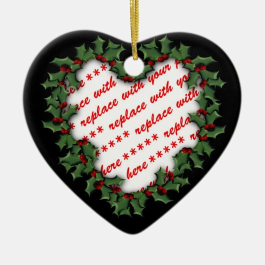 Hartvormige Krans Kerstfoto Lijst Keramisch Ornament (Voorkant)