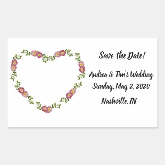  hartvormige kransbloemen Bewaar de datum Rechthoekige Sticker (Voorkant)