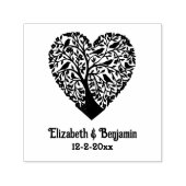 Hartvormige Levensboom, Vogels Paar Namen Datum Zelfinktende Stempel (Design)