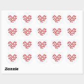 Hartvormige liefdesballonnen ronde sticker (Vel)
