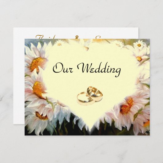 HARTVORMIGE MARGRIETEN bruiloft Kaart (Voorkant / Achterkant)