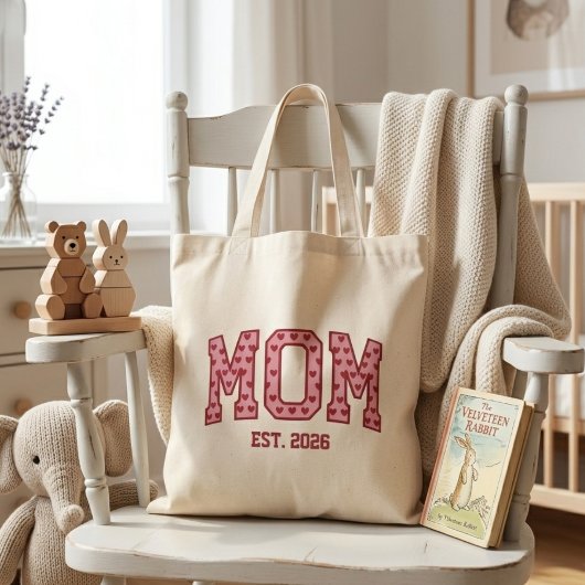 Hartvormige Moeder Jaar Lettering van de Universit Tote Bag