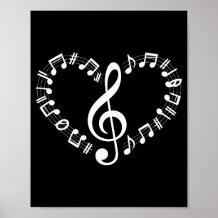 Hartvormige muzieknoten Muziek Liefhebbers Gelukki Poster