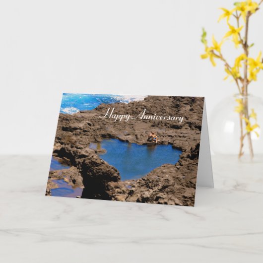 Hartvormige Ocean Tide Pool, Maui, Jubileum Kaart (Gele Bloem)