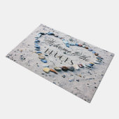 Hartvormige Pebbles on Beach Gepersonaliseerd Welk Deurmat (Schuin)