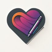 Hartvormige pen met spiraalvormige binding notitieboek (Achterkant)