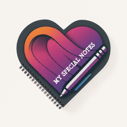 Hartvormige pen met spiraalvormige binding notitieboek (Voorkant)