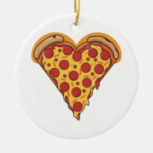 Hartvormige Pepperoni Pizza Design Keramisch Ornament