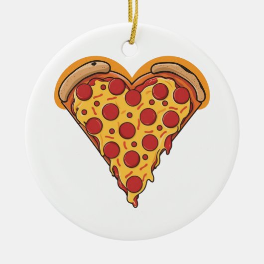 Hartvormige Pepperoni Pizza Design Keramisch Ornament (Voorkant)