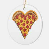Hartvormige Pepperoni Pizza Design Keramisch Ornament (Links)