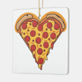 Hartvormige Pepperoni Pizza Design Keramisch Ornament (Links)