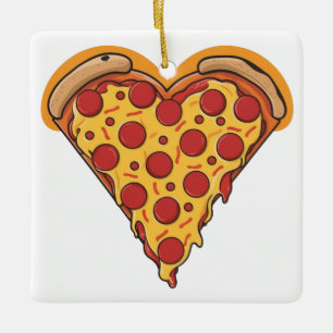 Hartvormige Pepperoni Pizza Design Keramisch Ornament