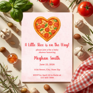 Hartvormige Pizza Baby Shower Uitnodiging