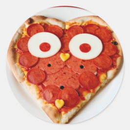 Hartvormige pizzasticker - Schattig & Grappig voor Ronde Sticker