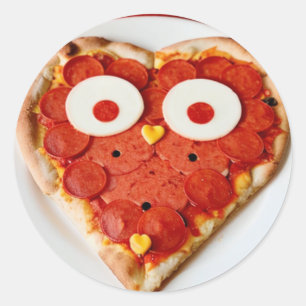 Hartvormige pizzasticker - Schattig & Grappig voor Ronde Sticker