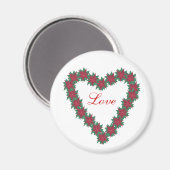 Hartvormige Poinsettia Bloemmagneten Magneet (Voorkant / Achterkant)