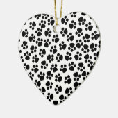 hartvormige porseleinen hanger met pootafdruk keramisch ornament (Links)