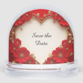 Hartvormige rode bloemen Lijst met glitter Sneeuwbol (Achterkant)