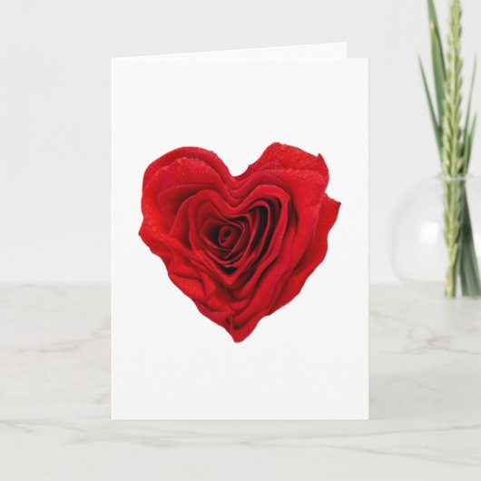 Hartvormige rode roos kaart (Voorkant)
