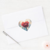 Hartvormige rode roos met dromerige Bokeh-achtergr Hart Sticker (Envelop)